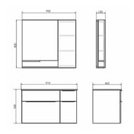 Зеркало-шкаф COMFORTY Варна-90  (900х800х150) подвесной, дуб сонома 00-00009918