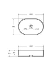 Раковина накладная CEZARES CZR-6576 460х295х115 керамическая, овальная, белая