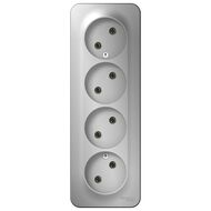 Розетка Systeme Electric BLANCA четырехпостовая, без заземл., без шторок, 16А 250В алюм. BLNRA000413