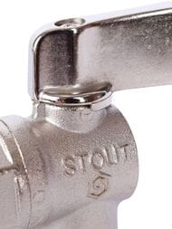 Кран шаровый STOUT 1/2"НН для бытовой техники, ручка-флажок, никелированный SVB-0059-001212