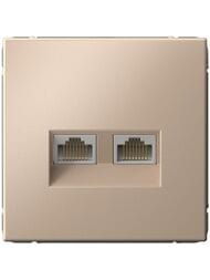 Розетка Systeme Electric ARTGALLERY двойная компьютерная RJ45+RJ45, кат.6А, песочная, GAL001288