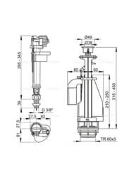 Арматура ALCAPLAST SA08AS 1/2" для унитаза с нижним подводом, с двойной кнопкой — миниатюра 2