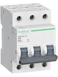 Выключатель Systeme Electric автоматический трехполюсный 16А С 4.5kA 400В City9 Set C9F34316