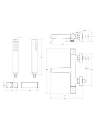 Смеситель для ванны/душа BelBagno UNO-VASM/DFS-CRM настенный, однозахватный, душ. гарнитур, хром