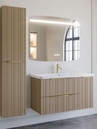 Шкаф-пенал Caprigo RAIN L (350х332х1600) подвесной, 2 двери, цвет Мокко 36550L-SF04