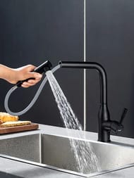 Смеситель для кухни с выдвижной лейкой , FRAP черный, F6096-6
