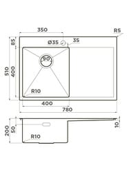 Мойка Omoikiri AKISAME 78-LG-L (780х510х200) монтаж врезной, чаша слева, цвет светлое золото 4973085