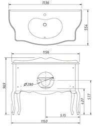 Тумба под раковину Caprigo Бурже 120 bianco antico 1150х959х594 11018-011 под столешницу