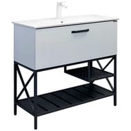 Тумба COMFORTY Бредфорд-90 (910х870х470) напольная, с раковиной, белый глянец 00-00009955