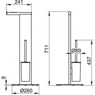 Стойка с ершиком и бумагодержателем Keuco 711х241 напольный, белый/хром 4986510101