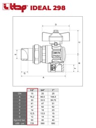 ���� ������� � ����������� ������� ITAP IDEAL 298 1/2" �� 50 PN �������, ��������������