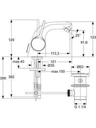 Смеситель для биде Ideal Standard MELANGE A4268AA излив 113мм с аэратором на шарнире, д/к, г/п 3/8"