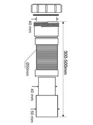 Труба гофрированная McAlpine длина 300-500мм, 40 мм (зажим.гайка) х 40/50мм, MRMF2-05C