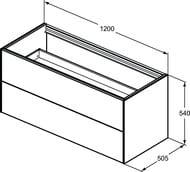 Тумба под раковину Ideal Standard CONCA 1200x505x540 2 ящика внешних, белый матовый лак T3945Y1