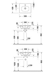 Рукомойник Duravit Viu 530х430 мебельный, антигрязевое покр., 1 отв. под смеситель 23445300001