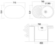 Мойка врезная Ukinox Favorit 760х470 матовая нерж. сталь 0,6мм, слив 3 1/2, FAD 760.470 -GT6K 1R