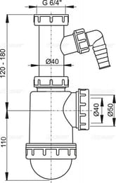 ����� ��� ����� Alcaplast A443P-DN50/40 � �������� ������ 1 1/2" � ������� ��� ������� �������