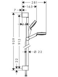 Душевой набор Hansgrohe Crometta 1jet (ручной душ, штанга 90см, шланг 160см) хром/белый 26539400 — миниатюра 2