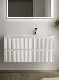 Тумба под раковину SANCOS Snob R (995x445x500) подвесная, правая, два ящика, Bianco SNR100RW