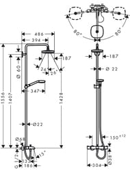 ������� ������� Hansgrohe Croma Select E 180 Showerpipe � ����������� ��� �����/���� 27352400
