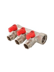 Коллектор VALTEC 3/4" на 3 подв.с шаровыми  кранами 1/2"Н никель VTc.580.N.0503 — миниатюра 1