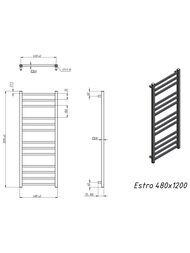 GROTA ESTRO Полотенцесушитель "Лесенка" водяной 480x1200 полиров. нерж.сталь, диаг/ниж. покл. D-1/2"