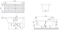 ����� ���������� Villeroy & Boch SQUARO (1700�750�555) � �������, ����� UBQ170SQR2V-01