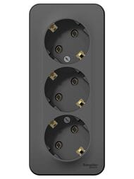 Розетка Systeme Electric BLANCA трехпостовая, с заземл., без шторок, 16А, 250В, антрацит BLNRA010316