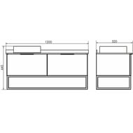 Тумба COMFORTY Порто-120-1(1200х645х520) с раковиной, столешницей, дуб дымчатый 00-00008905