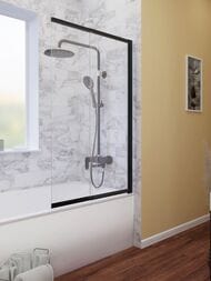 Шторка на ванну WasserKRAFT Dill 800х1400 61S02-80 WasserSchutz Fixed с фиксатором,стекло прозр./проф. черн. мат