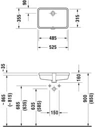 Умывальник встраив. снизу DURAVIT VERO 485х315х160 покр.WG, б/отверстия под смес,перелив 03304800001