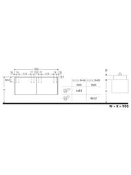 Тумба под раковину справа Duravit XSquare 1600х400х548 подвесная, 2 ящика, белый глянец XS4904R2222