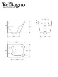 Унитаз подвесной BelBagno DUE 350x480x363 безободковый, сиденье soft close, белый BB3103CHR/SC — изображение 6