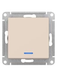 Выключатель Systeme Electric ATLASDESIGN 1-клавишный с подсветкой схема 1а 10АХ бежевый ATN000213