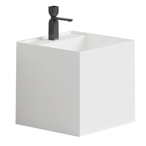 Раковина SALINI Armonia SQUARE TOP 03 130523TM накладная высокая, 450х450х450, S-Stone белый матовый