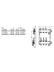 TECE Коллектор стальной для теплого пола 1'' и 3/4'' (евроконус), 11 контуров 77310011