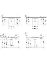 Раковина DURAVIT STARCK 1 470х470х100 шлифованная, отверстие под смес., крепление 0387470027