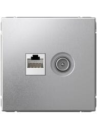 Розетка Systeme Electric ARTGALLERY двойная ТВ+компьютерная RJ45, кат. 5Е, алюминий, GAL000389