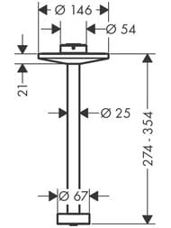 Потолочное подсоединение Axor One 48496000 300 мм для верхнего душа 280 2jet, хром