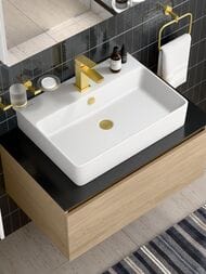 Смеситель для раковины VitrA Minimax Square A4372025EXP однорычажный брашированное золото латунь