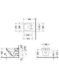 Унитаз подвесной DURAVIT DuraStyle 370х540х355 безободковый, крепление 2551090000
