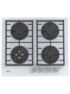 Газовая варочная панель Korting HGG 6825 CTW (590х520) 4 конфорки, белое стекло