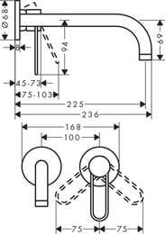 ��������� Axor Uno 38122000 ��� ����������� ������������, ������ 225 ��, ����