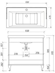 Тумба под раковину Caprigo Valletta 90 930х915х475 напольная, 2 дверцы, оливин 35313-TP813