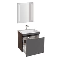 Geberit Renova Тумба с раковиной 60 см, лава матовая +Зеркало Option Basic с подсветкой 529.915.JK.6