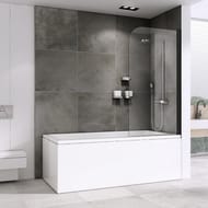 Шторка на ванну ABBER Ewiges Wasser AG52080B (800х1400) распашная, стекло 6мм прозрачное/черный