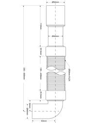 Труба гофрированная McAlpine с отводом 90°, длина 335-600мм, 40х40/50мм, MRMF2-E — миниатюра 2
