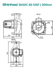Насос циркуляционный SHINHOO BASIC 65-12SF 3x380В, DN 65, фланцевый, 71222007