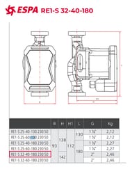 �������������� ����� ESPA RE1-S 32-40-180, � ��������� ��������������, 180��, ��� ����
