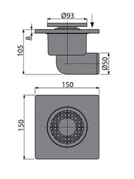 ������� ���� Alcaplast APV3 (150x150/50) ������ ��������, ������ �����������, ������� ����� �������